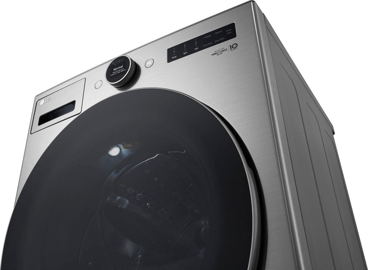 LG - 4.5 Cu. Ft. High-Efficiency Stackable Smart Front Load Washer with Steam and TurboWash 360 - Graphite Steel
