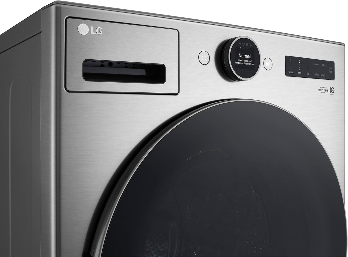 LG - 4.5 Cu. Ft. High-Efficiency Stackable Smart Front Load Washer with Steam and TurboWash 360 - Graphite Steel