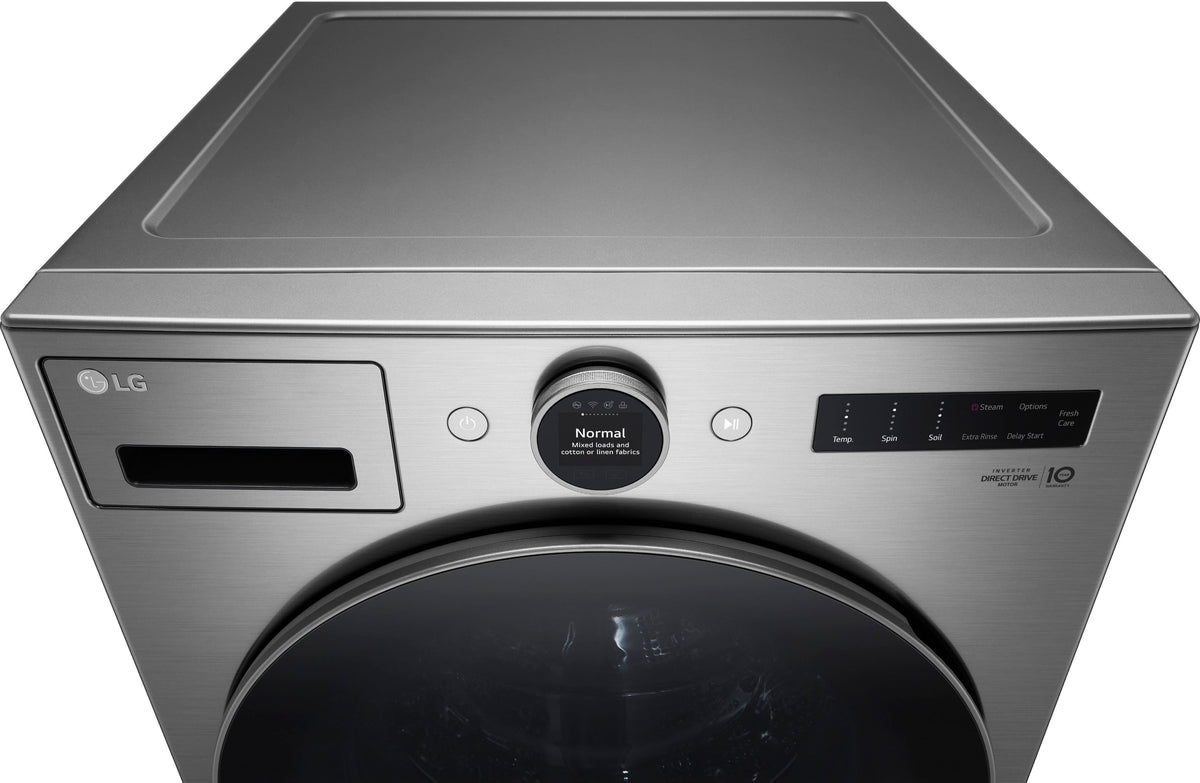 LG - 4.5 Cu. Ft. High-Efficiency Stackable Smart Front Load Washer with Steam and TurboWash 360 - Graphite Steel