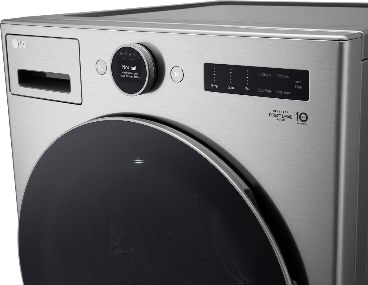 LG - 4.5 Cu. Ft. High-Efficiency Stackable Smart Front Load Washer with Steam and TurboWash 360 - Graphite Steel