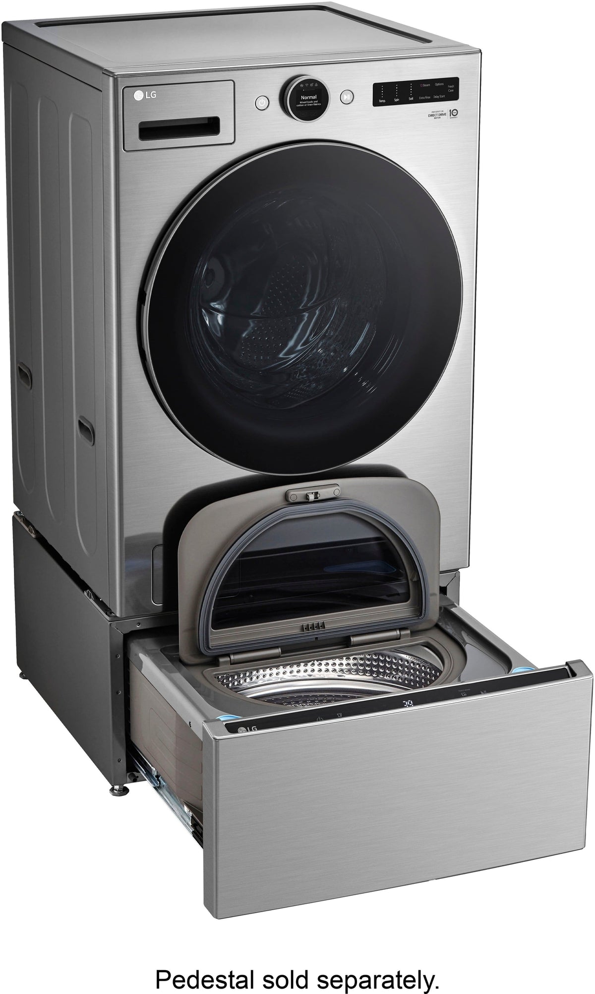 LG - 4.5 Cu. Ft. High-Efficiency Stackable Smart Front Load Washer with Steam and TurboWash 360 - Graphite Steel