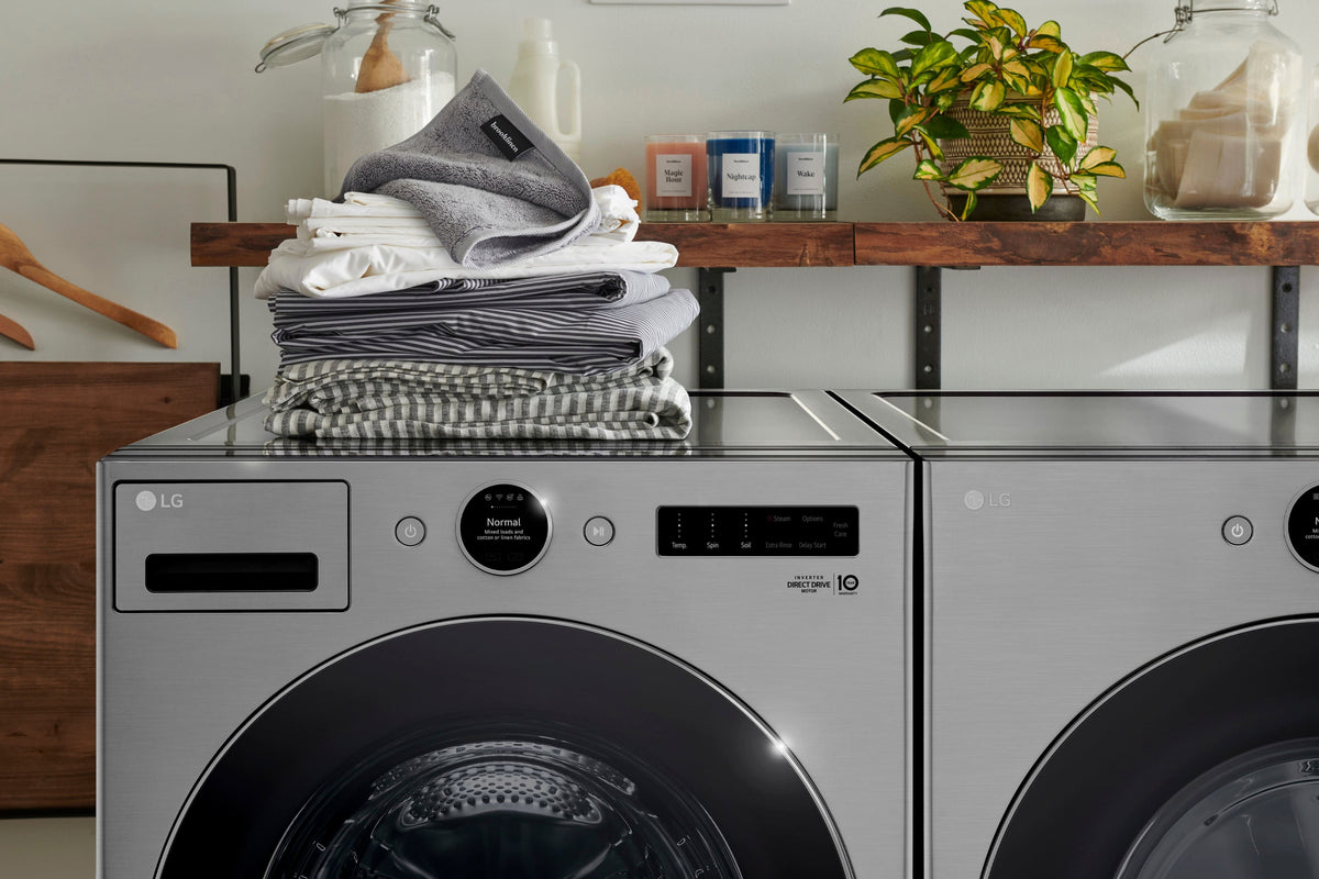 LG - 4.5 Cu. Ft. High-Efficiency Stackable Smart Front Load Washer with Steam and TurboWash 360 - Graphite Steel