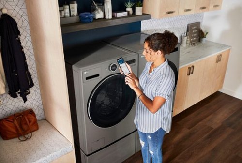 LG - 4.5 Cu. Ft. High-Efficiency Stackable Smart Front Load Washer with Steam and TurboWash 360 - Graphite Steel