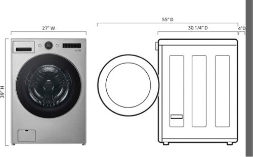 LG - 4.5 Cu. Ft. High-Efficiency Stackable Smart Front Load Washer with Steam and TurboWash 360 - Graphite Steel