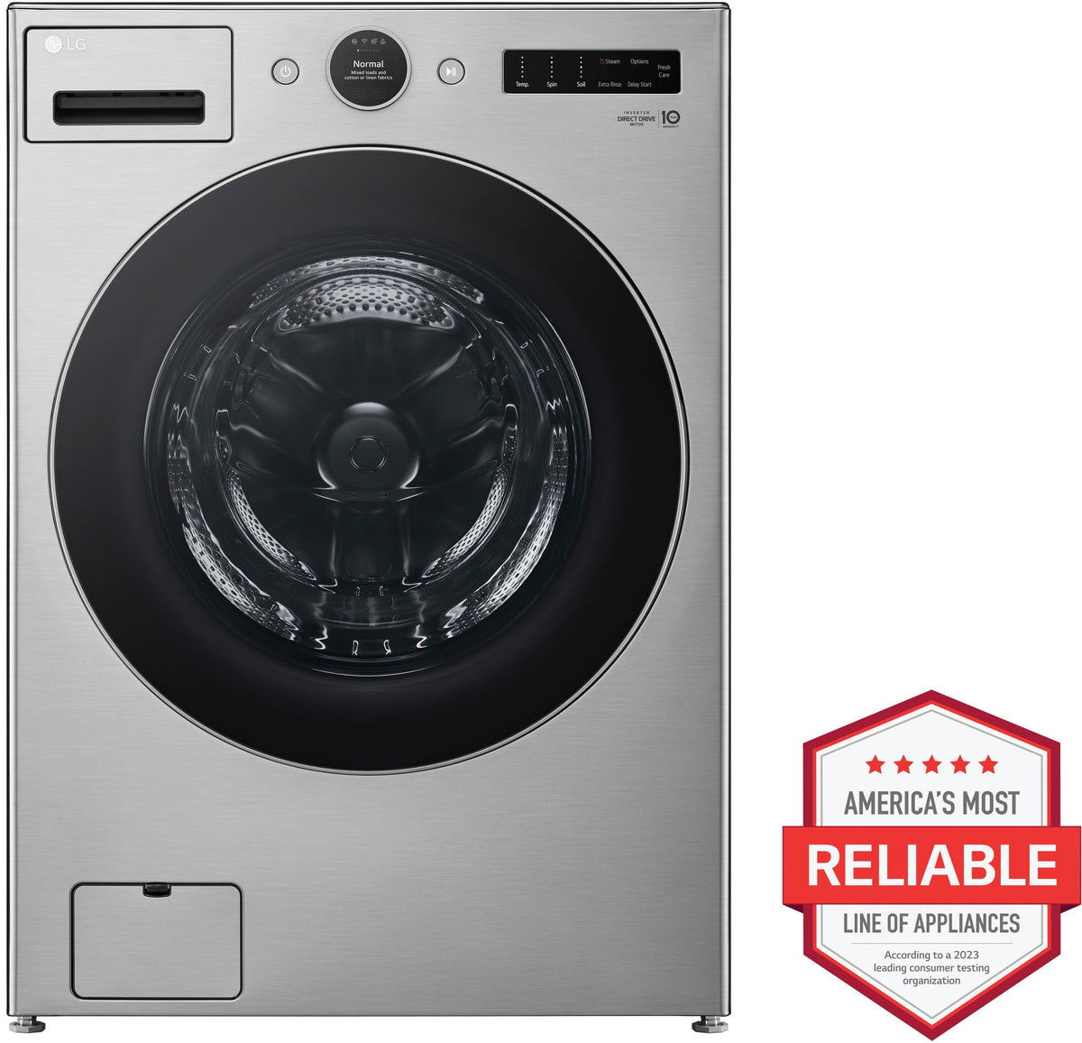 LG - 4.5 Cu. Ft. High-Efficiency Stackable Smart Front Load Washer with Steam and TurboWash 360 - Graphite Steel