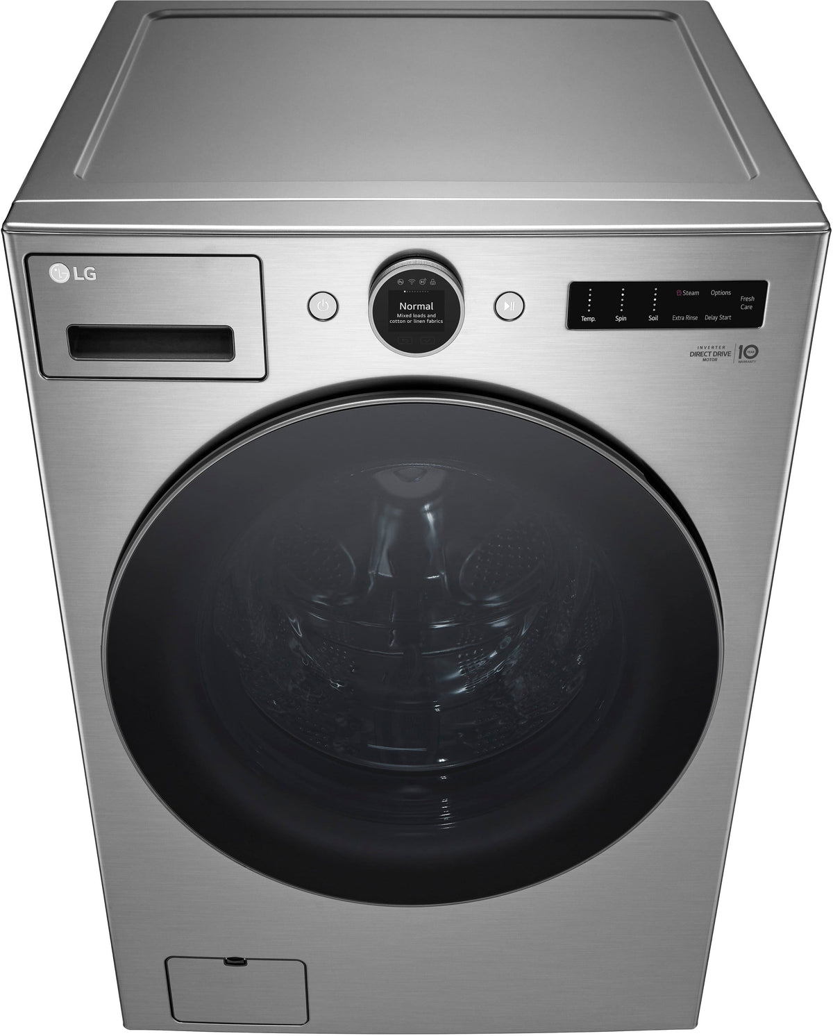 LG - 4.5 Cu. Ft. High-Efficiency Stackable Smart Front Load Washer with Steam and TurboWash 360 - Graphite Steel