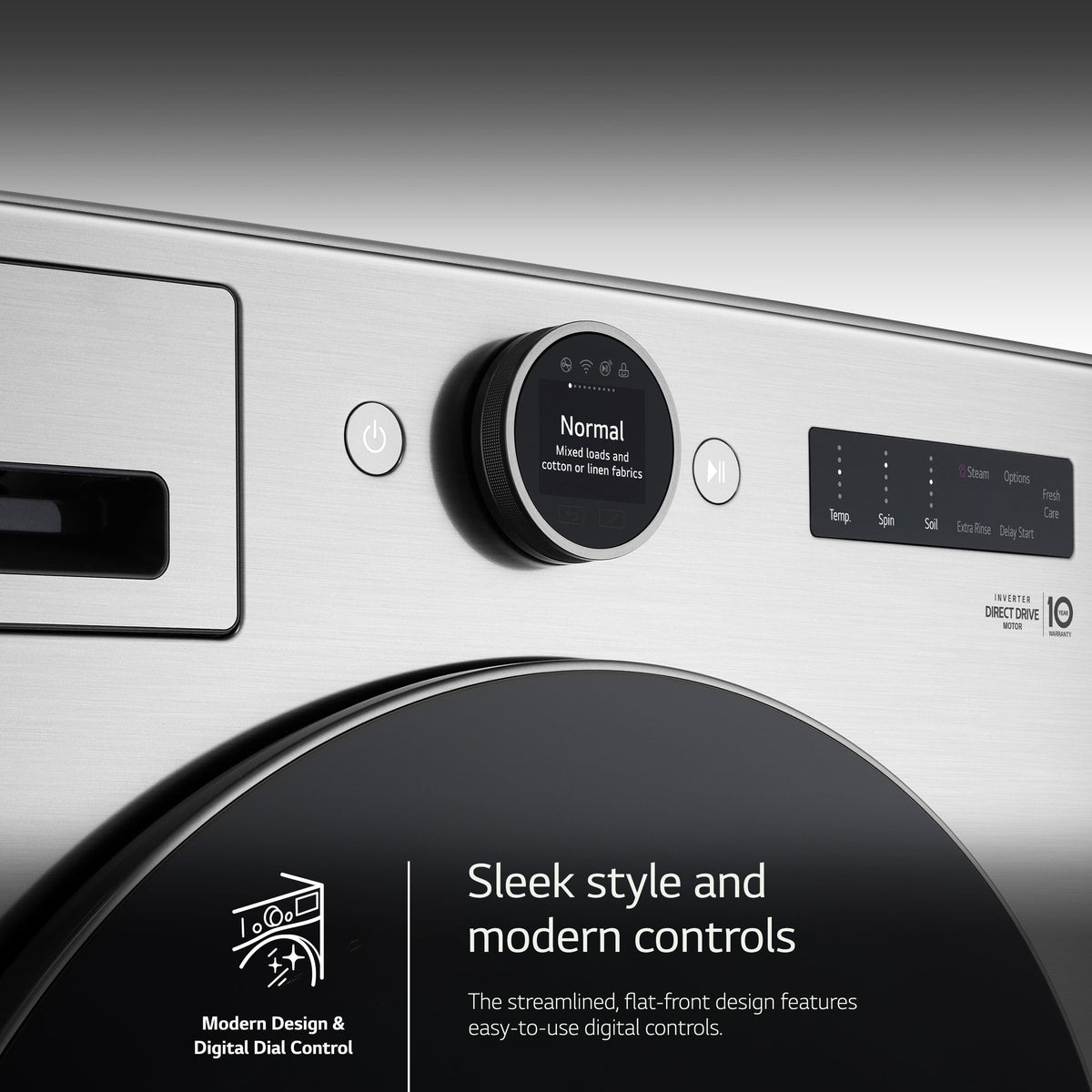 LG - 4.5 Cu. Ft. High-Efficiency Stackable Smart Front Load Washer with Steam and TurboWash 360 - Graphite Steel