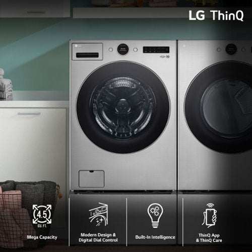 LG - 4.5 Cu. Ft. High-Efficiency Stackable Smart Front Load Washer with Steam and TurboWash 360 - Graphite Steel