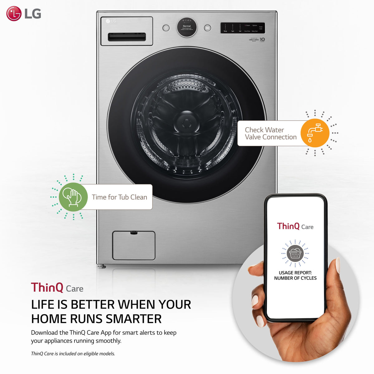 LG - 4.5 Cu. Ft. High-Efficiency Stackable Smart Front Load Washer with Steam and TurboWash 360 - Graphite Steel