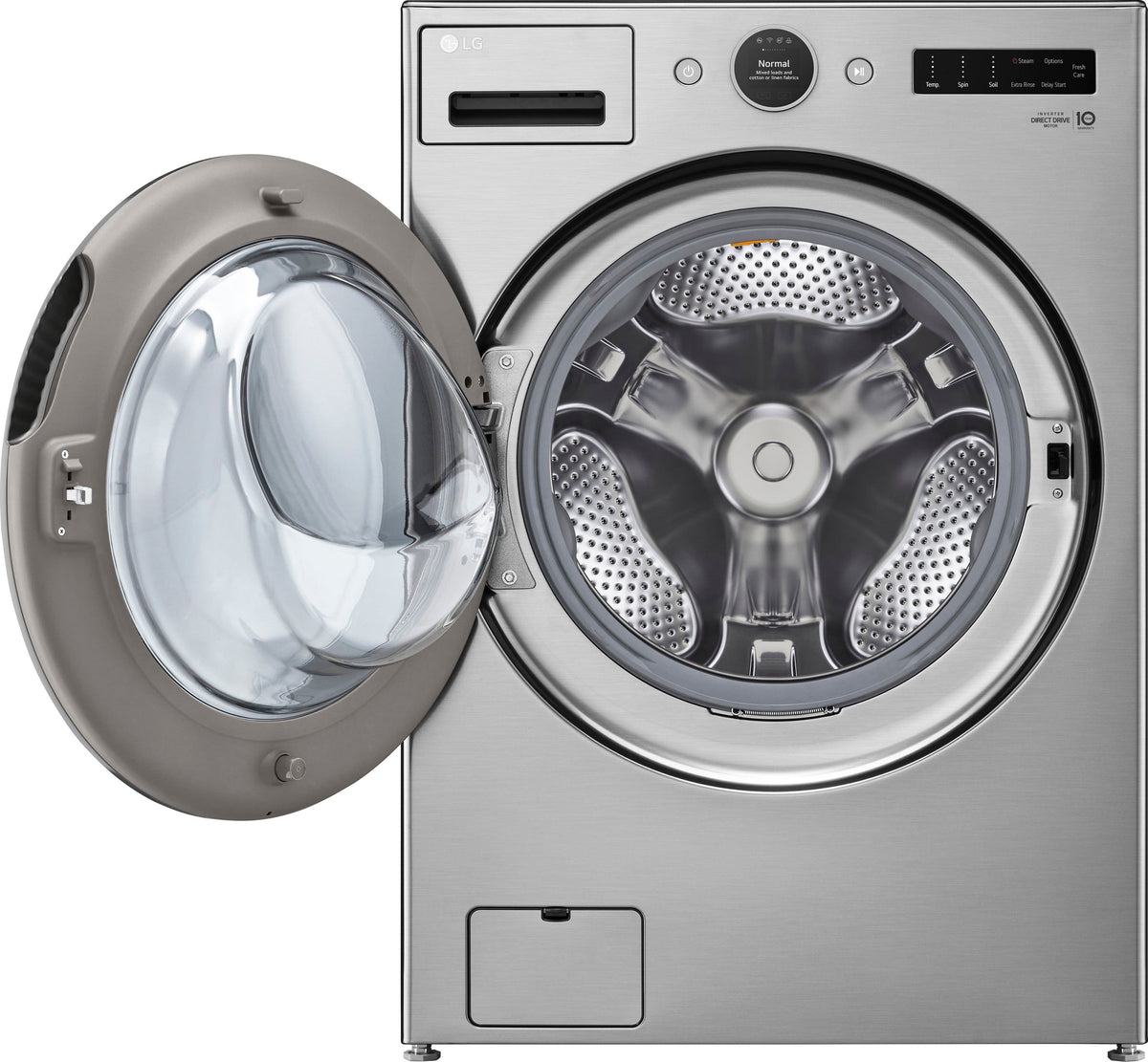 LG - 4.5 Cu. Ft. High-Efficiency Stackable Smart Front Load Washer with Steam and TurboWash 360 - Graphite Steel