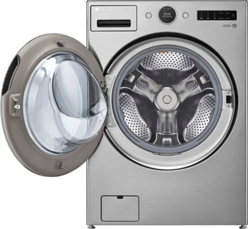 LG - 4.5 Cu. Ft. High-Efficiency Stackable Smart Front Load Washer with Steam and TurboWash 360 - Graphite Steel