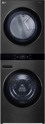 LG - 5.0 Cu. Ft. HE Smart Front Load Washer and 7.4 Cu. Ft. Electric Dryer WashTower with Steam and Center Control - Black Steel