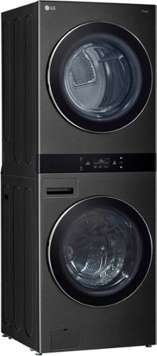 LG - 5.0 Cu. Ft. HE Smart Front Load Washer and 7.4 Cu. Ft. Electric Dryer WashTower with Steam and Center Control - Black Steel