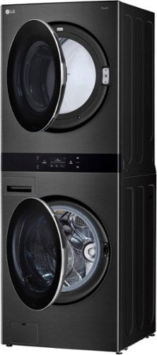 LG - 5.0 Cu. Ft. HE Smart Front Load Washer and 7.4 Cu. Ft. Electric Dryer WashTower with Steam and Center Control - Black Steel