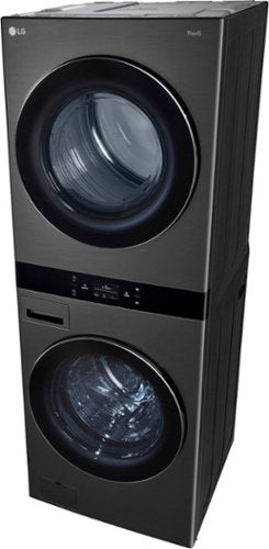 LG - 5.0 Cu. Ft. HE Smart Front Load Washer and 7.4 Cu. Ft. Electric Dryer WashTower with Steam and Center Control - Black Steel