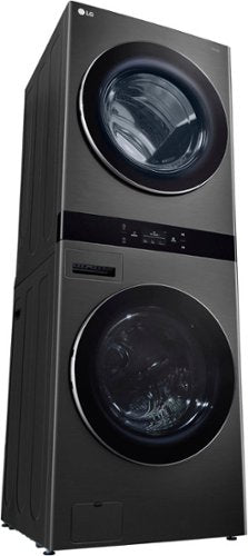 LG - 5.0 Cu. Ft. HE Smart Front Load Washer and 7.4 Cu. Ft. Electric Dryer WashTower with Steam and Center Control - Black Steel