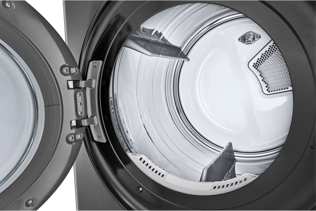 LG - 5.0 Cu. Ft. HE Smart Front Load Washer and 7.4 Cu. Ft. Electric Dryer WashTower with Steam and Center Control - Black Steel