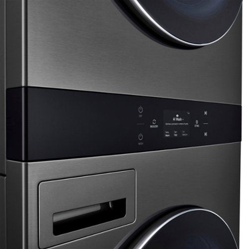 LG - 5.0 Cu. Ft. HE Smart Front Load Washer and 7.4 Cu. Ft. Electric Dryer WashTower with Steam and Center Control - Black Steel