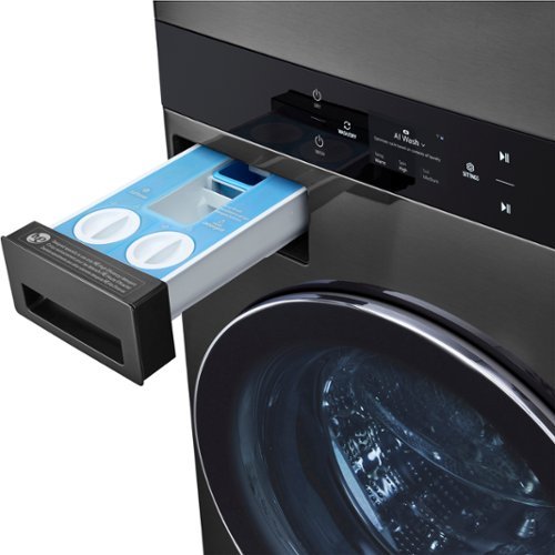 LG - 5.0 Cu. Ft. HE Smart Front Load Washer and 7.4 Cu. Ft. Electric Dryer WashTower with Steam and Center Control - Black Steel