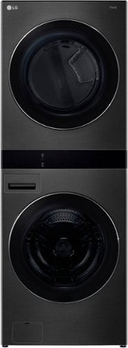 LG - 5.0 Cu. Ft. HE Smart Front Load Washer and 7.4 Cu. Ft. Electric Dryer WashTower with Steam and Center Control - Black Steel