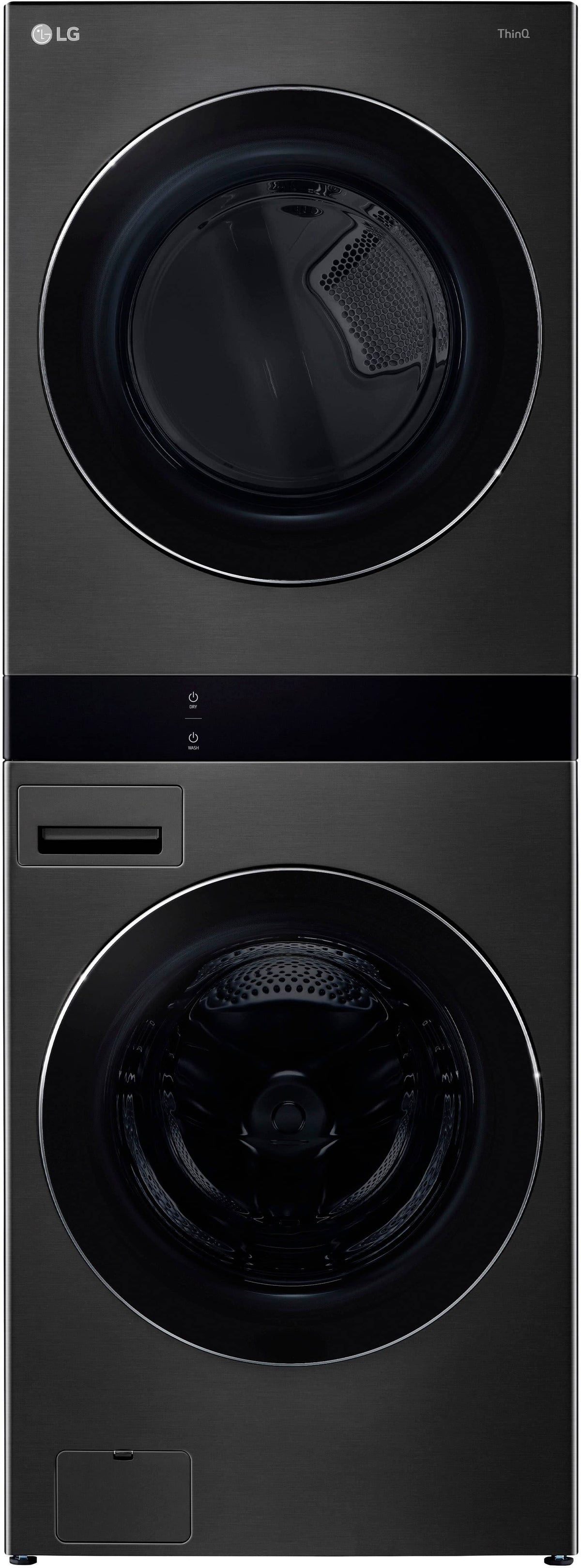 LG - 5.0 Cu. Ft. HE Smart Front Load Washer and 7.4 Cu. Ft. Electric Dryer WashTower with Steam and Center Control - Black Steel