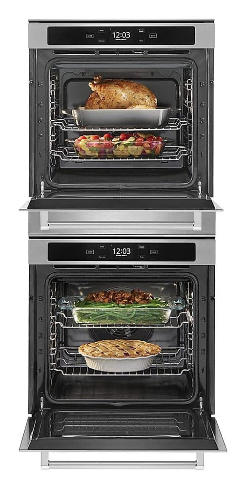 KitchenAid - 24" Built-In Electric Convection Double Wall Oven with WiFi - Stainless Steel
