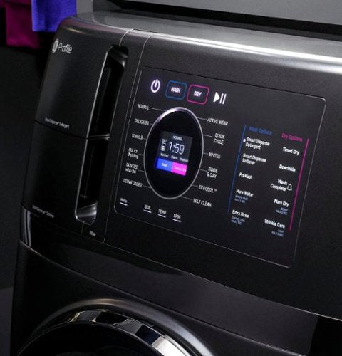 GE Profile - UltraFast 4.8 Cu. Ft. High-Efficiency Smart Front Load Washer and Electric Dryer Combo with Ventless Heat Pump - Carbon Graphite