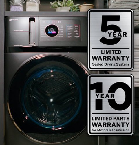 GE Profile - UltraFast 4.8 Cu. Ft. High-Efficiency Smart Front Load Washer and Electric Dryer Combo with Ventless Heat Pump - Carbon Graphite