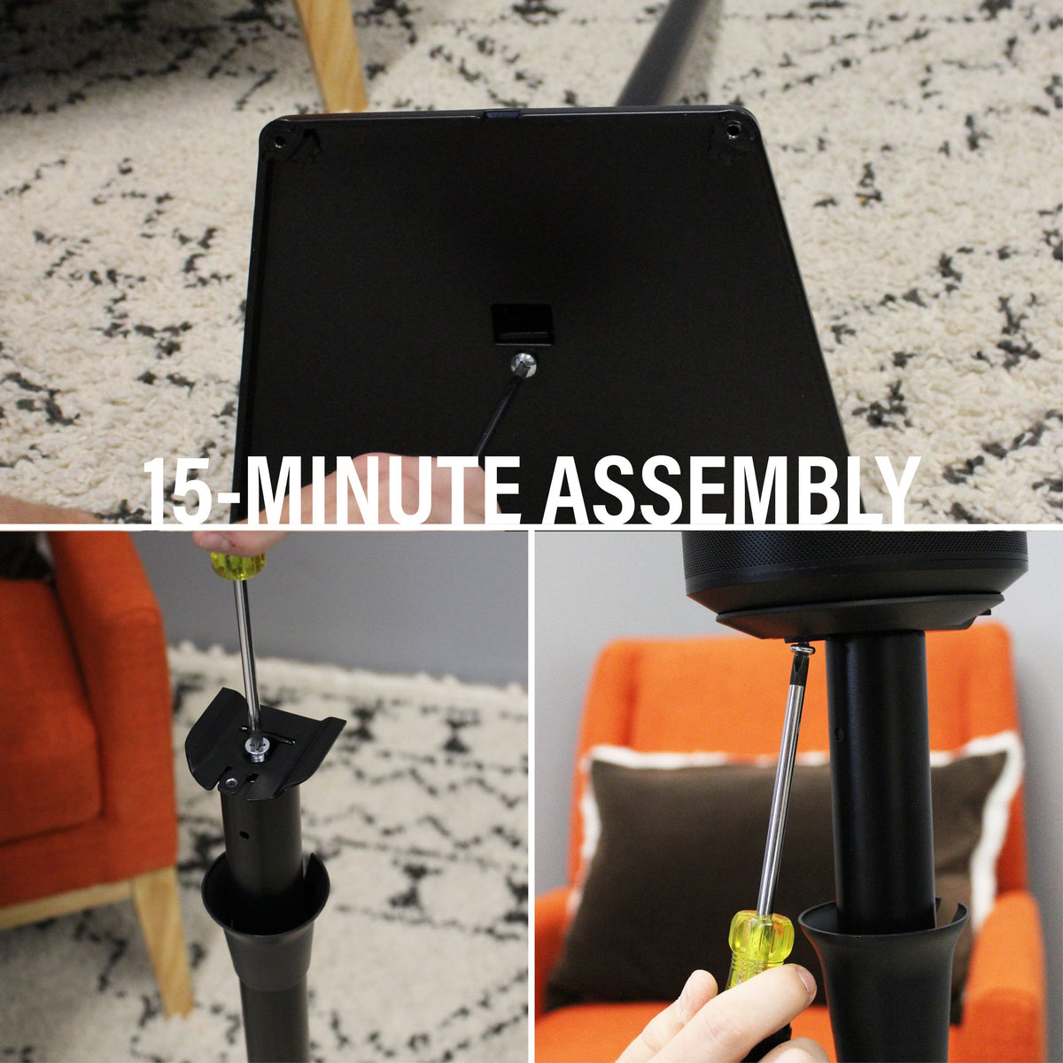 SANUS Elite - Height Adjustable Speaker Stands for Sonos Era 100 and Sonos Era 300 Speakers - Sold in Pairs - Black