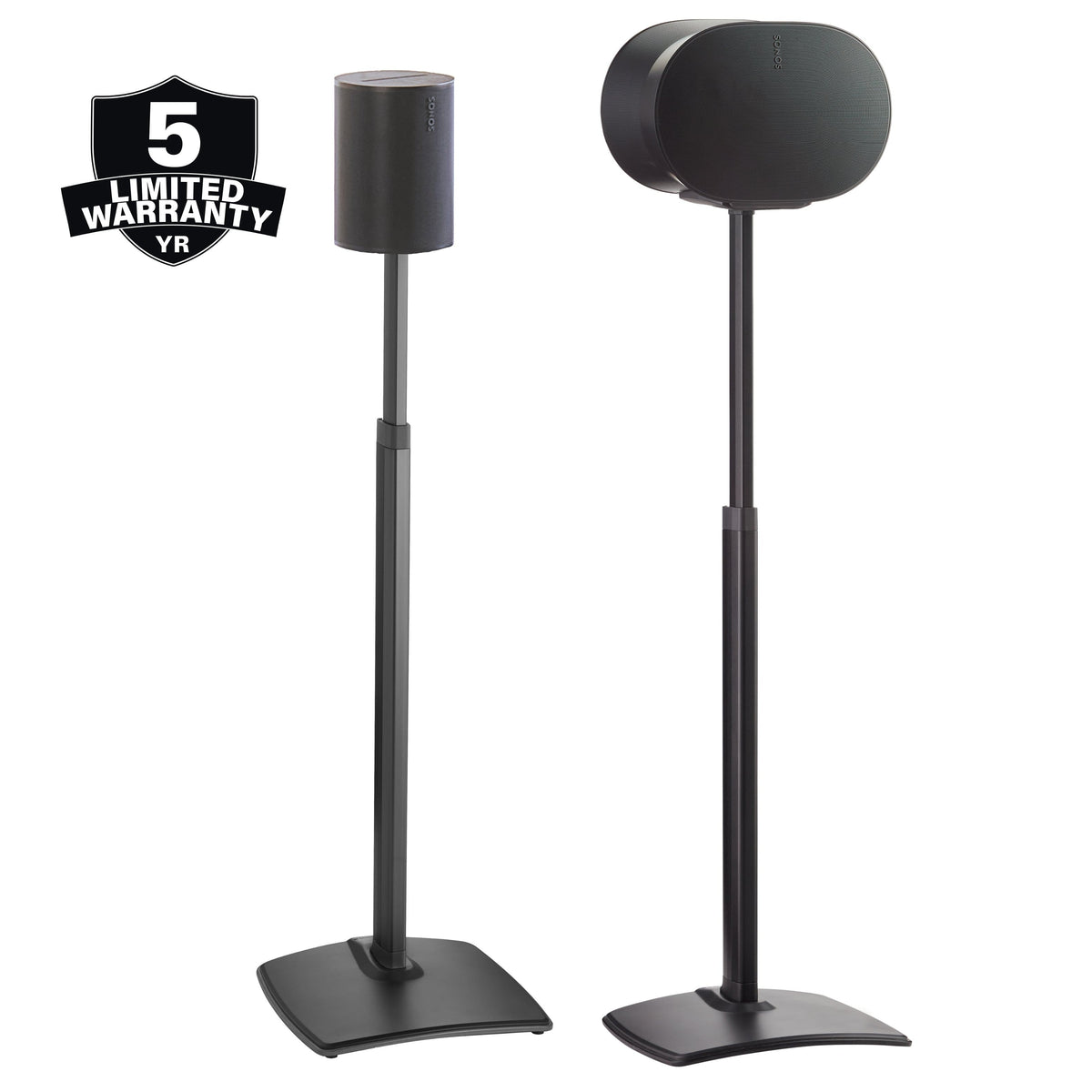 SANUS Elite - Height Adjustable Speaker Stands for Sonos Era 100 and Sonos Era 300 Speakers - Sold in Pairs - Black