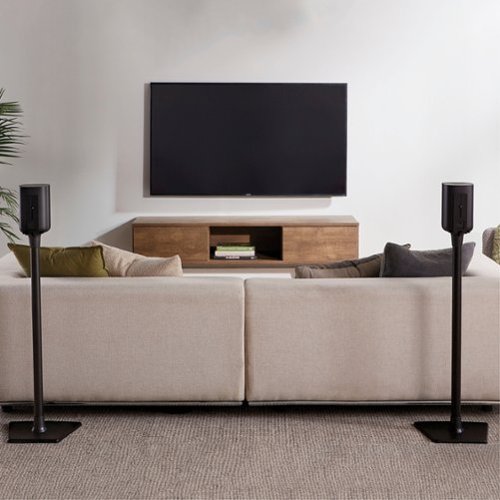 Sanus - Universal Speaker Stands for Speakers up to 10 lbs - Built in Cable Management - Sold in Pairs - Black