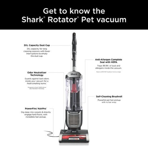 Shark - Rotator with PowerFins HairPro and Odor Neutralizer Technology Upright Vacuum - Charcoal