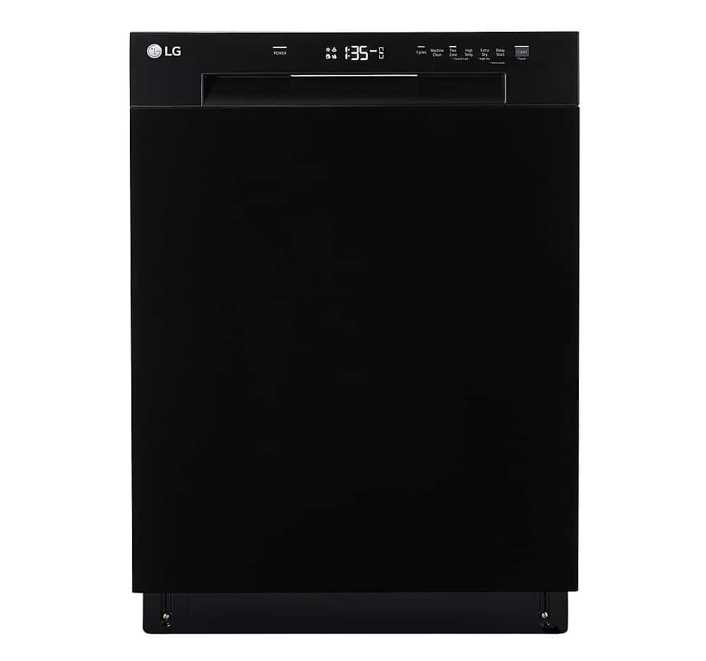 LG - 24-in Front Control Built-In Stainless Steel Tub Dishwasher with SenseClean and 52 dBA - Black