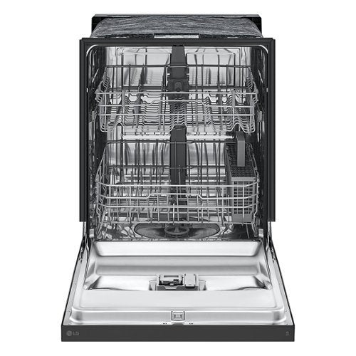 LG - 24-in Front Control Built-In Stainless Steel Tub Dishwasher with SenseClean and 52 dBA - Black