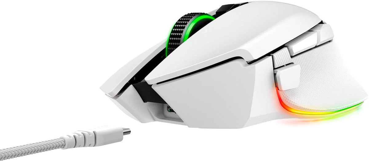 Razer - Basilisk V3 Pro Optical Gaming Mouse with HyperScroll Tilt Wheel - Wireless - White