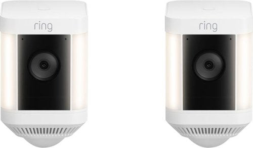 Ring - Spotlight Cam Plus Outdoor/Indoor Wireless 1080p Battery Surveillance Security Camera (2pk) - White/Black