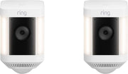 Ring - Spotlight Cam Plus Outdoor/Indoor Wireless 1080p Battery Surveillance Security Camera (2pk) - White/Black