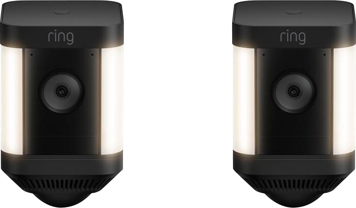 Ring - Spotlight Cam Plus Outdoor/Indoor Wireless 1080p Battery Surveillance Security Camera (2pk) - Black