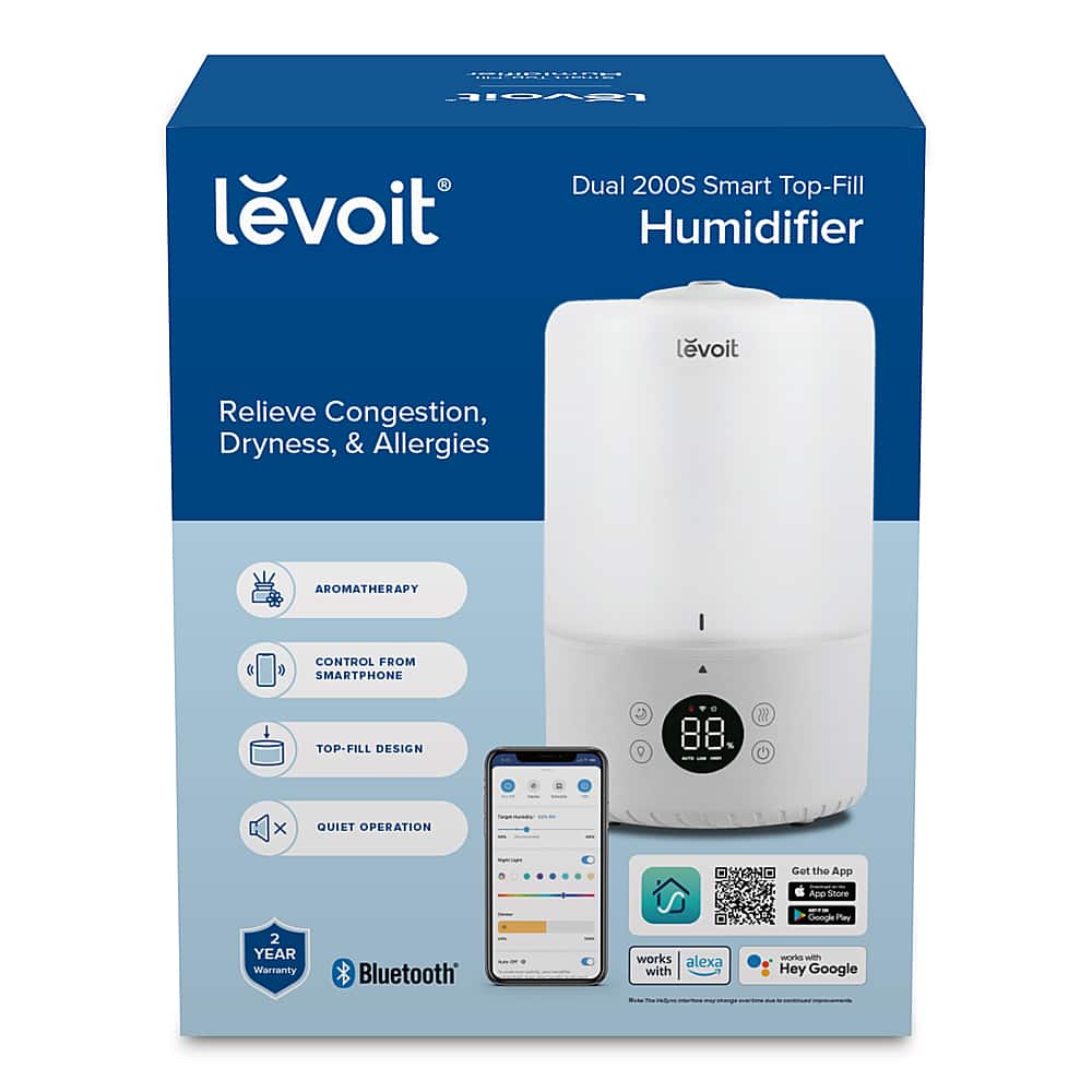 Levoit - Dual 200S .79 gallon Smart Top-Fill Humidifier - White