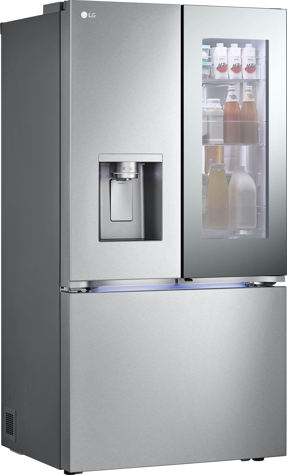 LG - 36-in Wide Counter-Depth MAX 25.5 Cu. Ft. French Door Smart Refrigerator with Mirror InstaView - Stainless Steel