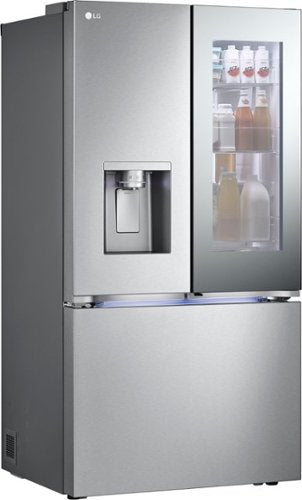 LG - 36-in Wide Counter-Depth MAX 25.5 Cu. Ft. French Door Smart Refrigerator with Mirror InstaView - Stainless Steel