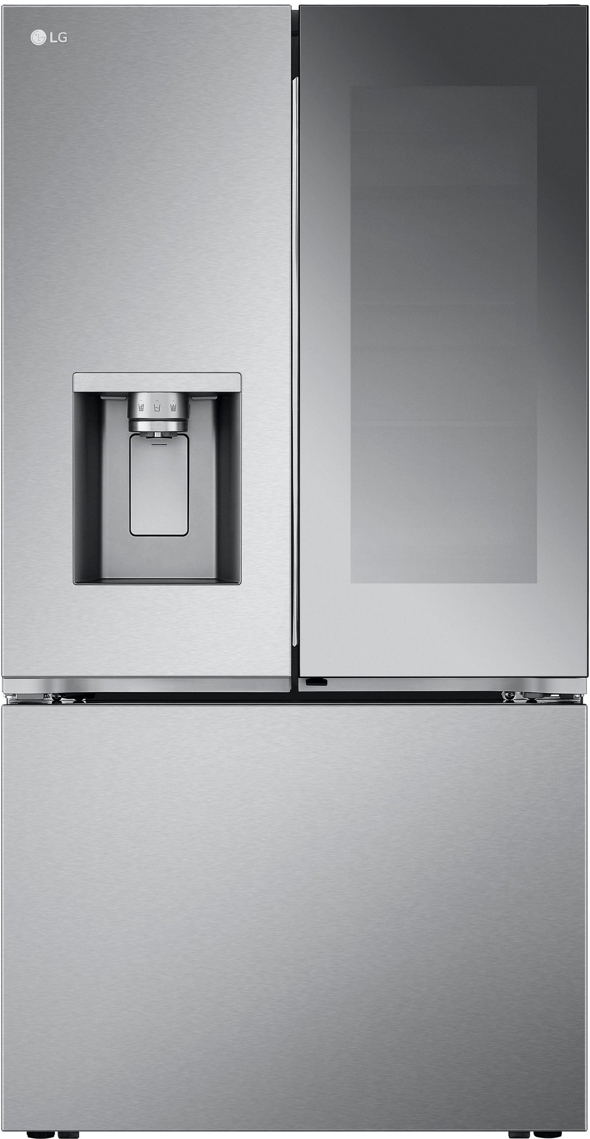 LG - 36-in Wide Counter-Depth MAX 25.5 Cu. Ft. French Door Smart Refrigerator with Mirror InstaView - Stainless Steel