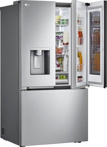 LG - 36-in Wide Counter-Depth MAX 25.5 Cu. Ft. French Door Smart Refrigerator with Mirror InstaView - Stainless Steel