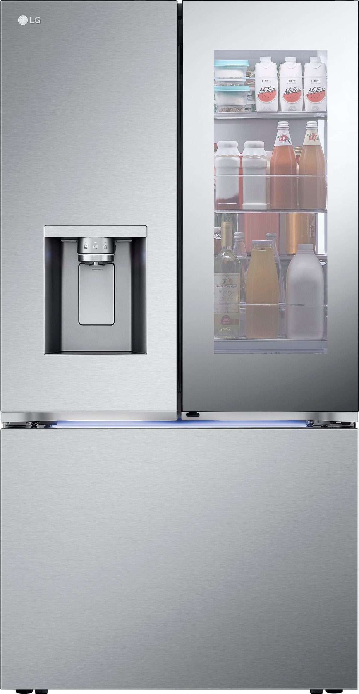 LG - 36-in Wide Counter-Depth MAX 25.5 Cu. Ft. French Door Smart Refrigerator with Mirror InstaView - Stainless Steel