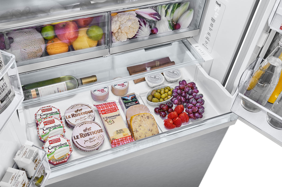 LG - 36-in Wide Counter-Depth MAX 25.5 Cu. Ft. French Door Smart Refrigerator with Mirror InstaView - Stainless Steel