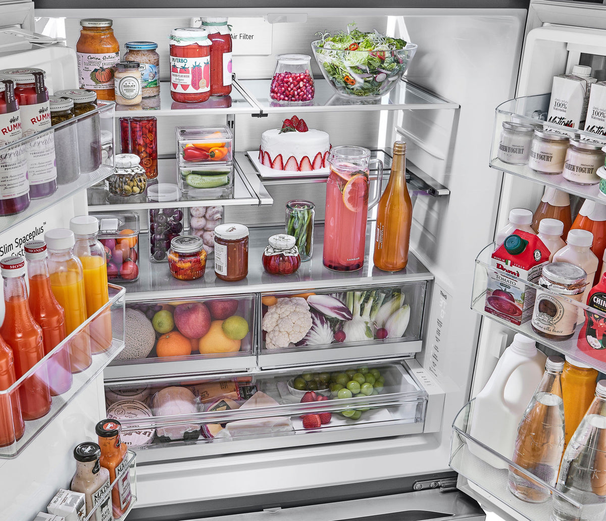 LG - 36-in Wide Counter-Depth MAX 25.5 Cu. Ft. French Door Smart Refrigerator with Mirror InstaView - Stainless Steel