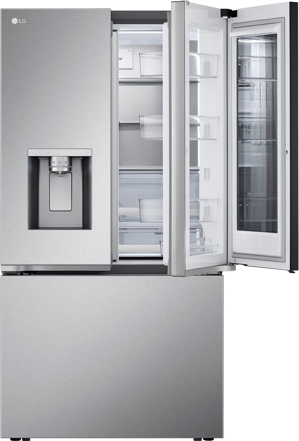 LG - 36-in Wide Counter-Depth MAX 25.5 Cu. Ft. French Door Smart Refrigerator with Mirror InstaView - Stainless Steel