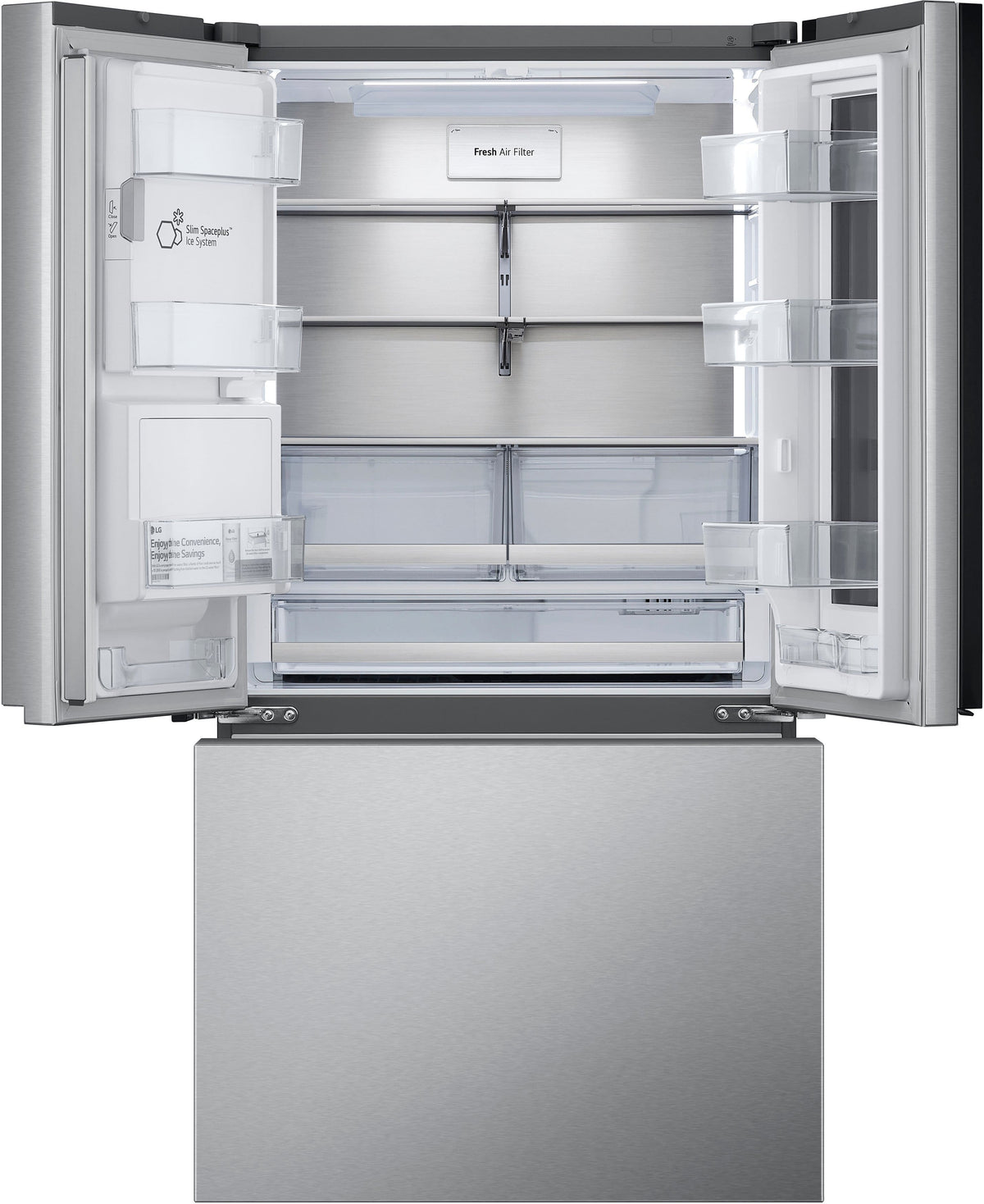 LG - 36-in Wide Counter-Depth MAX 25.5 Cu. Ft. French Door Smart Refrigerator with Mirror InstaView - Stainless Steel