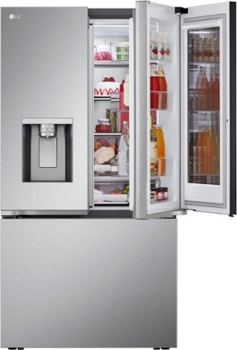 LG - 36-in Wide Counter-Depth MAX 25.5 Cu. Ft. French Door Smart Refrigerator with Mirror InstaView - Stainless Steel