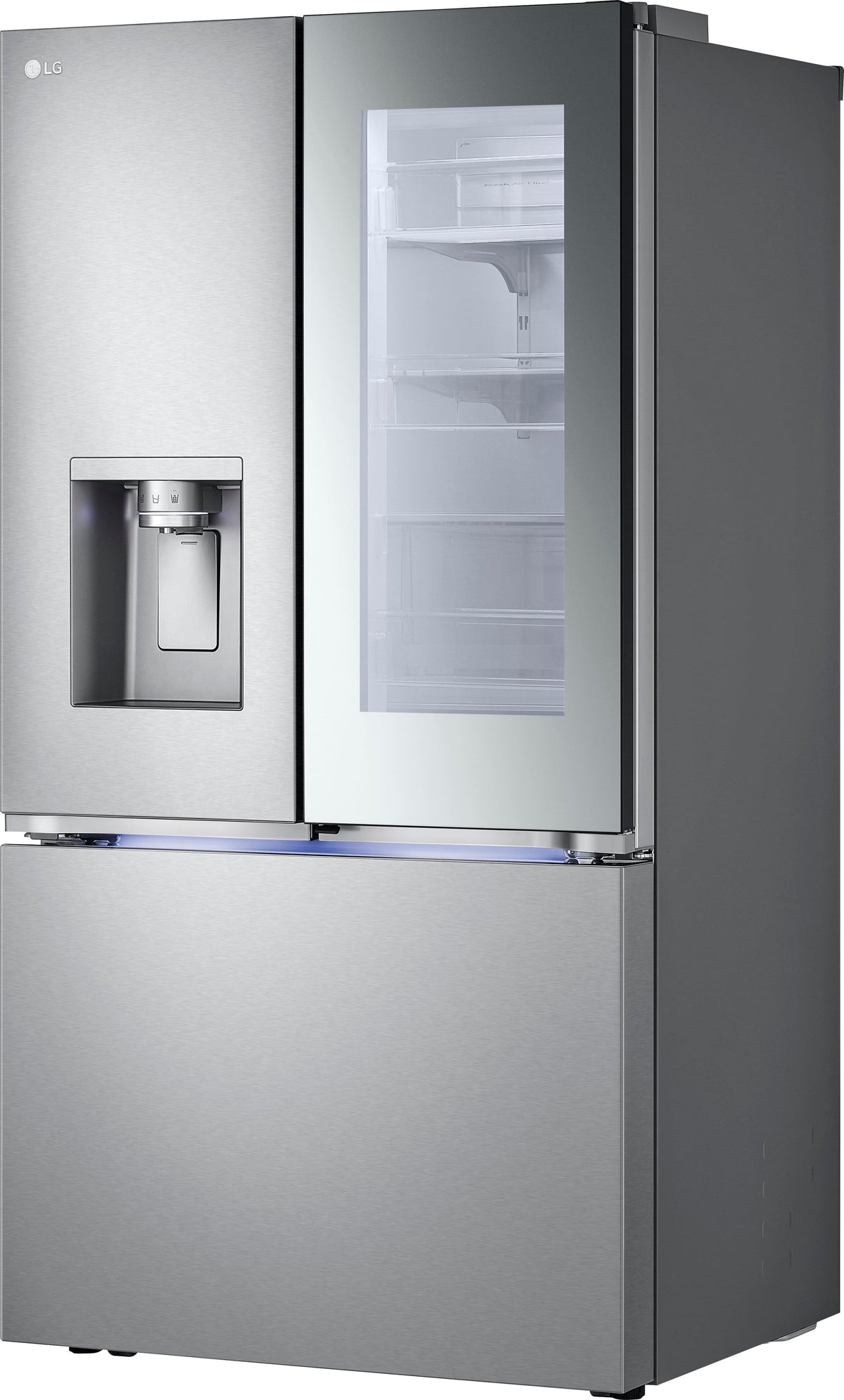 LG - 36-in Wide Counter-Depth MAX 25.5 Cu. Ft. French Door Smart Refrigerator with Mirror InstaView - Stainless Steel